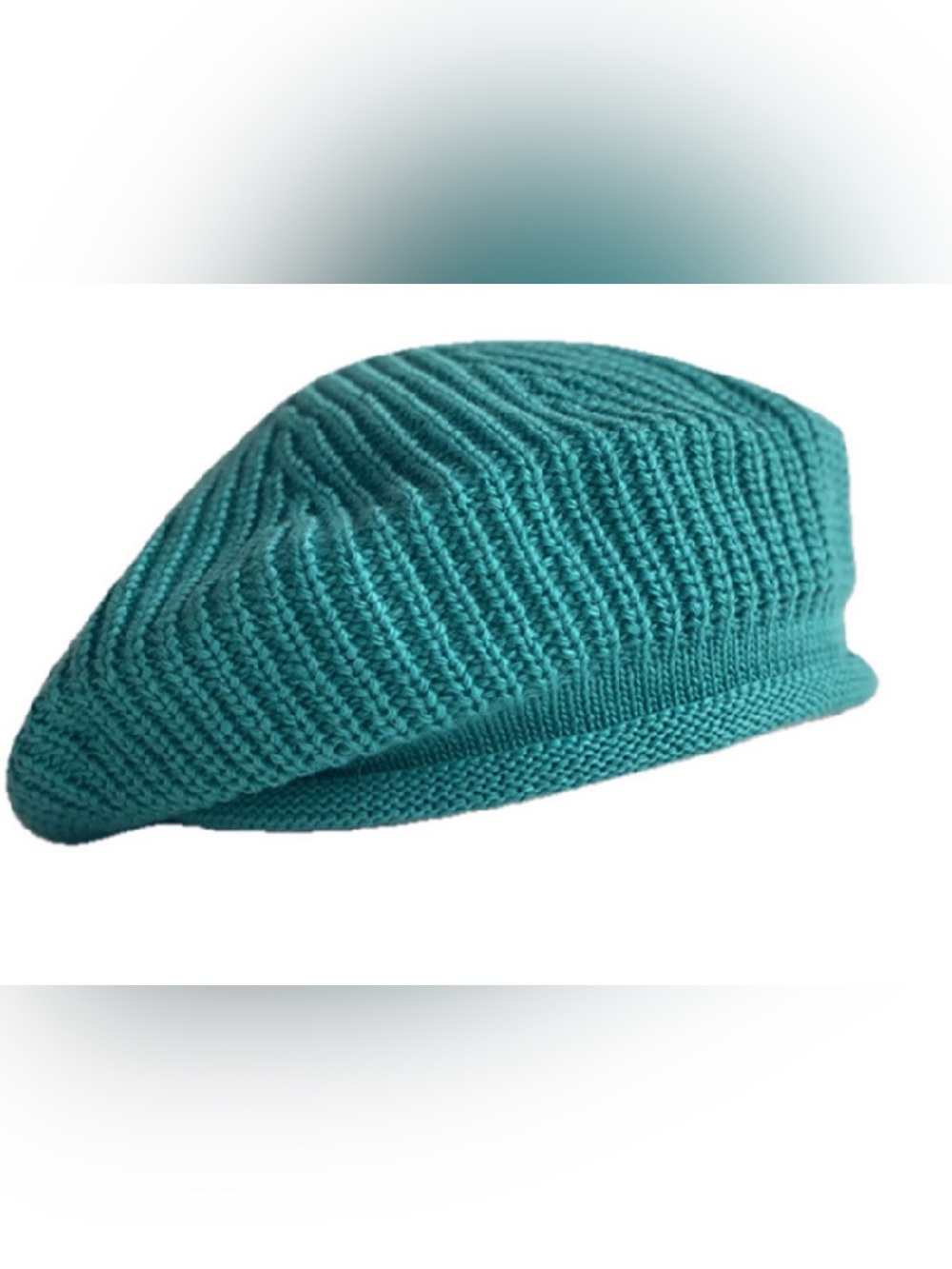 Green Knit Wool-Blend Beret